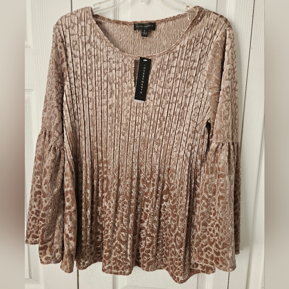 Sz Large Investments tan burnout bell sleeve New